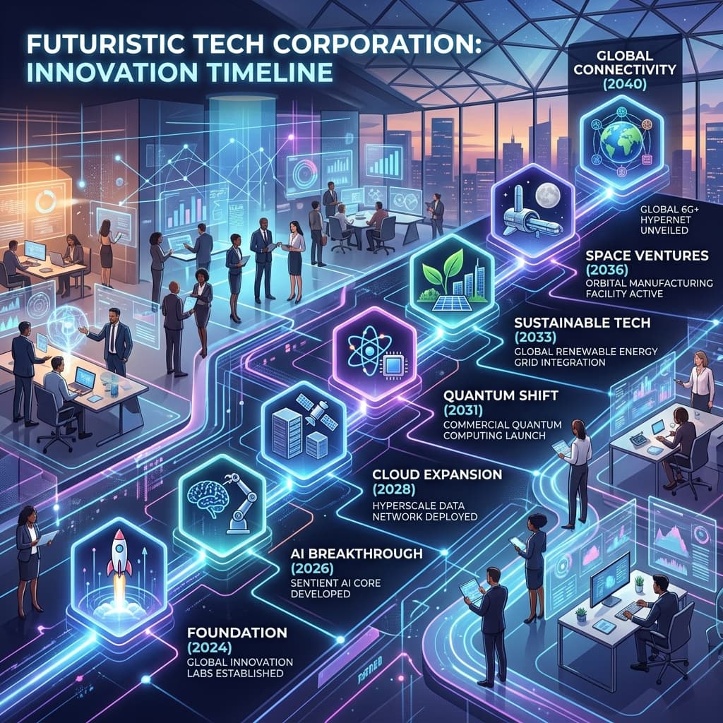 Futuristic corporate timeline