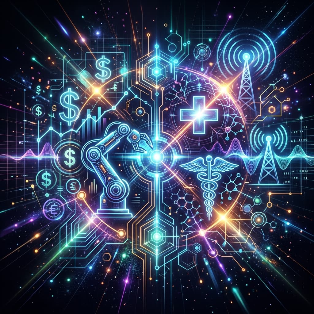 Futuristic global industries illustration